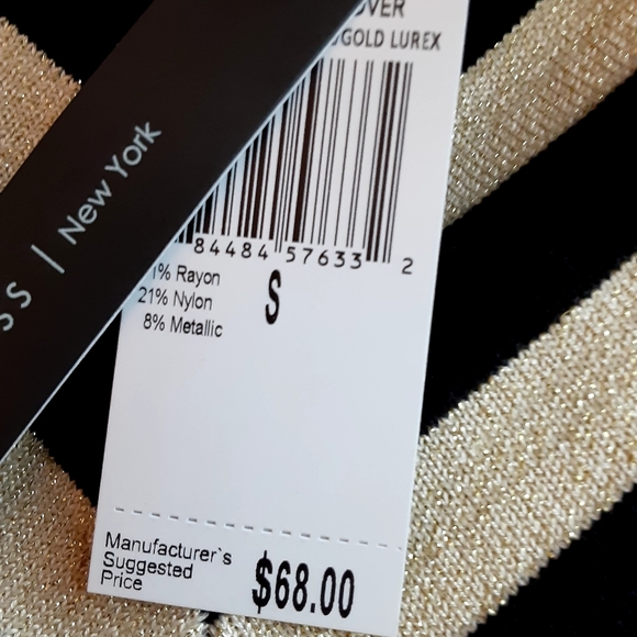 NWT, JOAN VASS, New York, Gold and Black Chevronn, Rayon Blend Pullover, Small - Picture 5 of 6